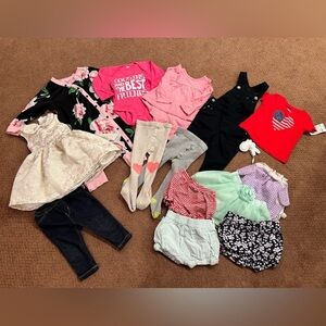 Bundle of 14 Girls Clothing Pieces Size 6-9 Months Dresses, Tights, Tutus, Short